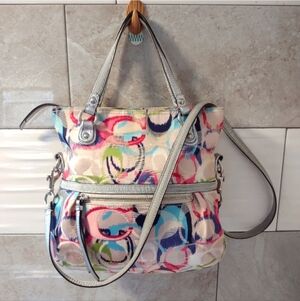 Coach Poppy Ikat Sateen Signature Monogram Crossbody Bag